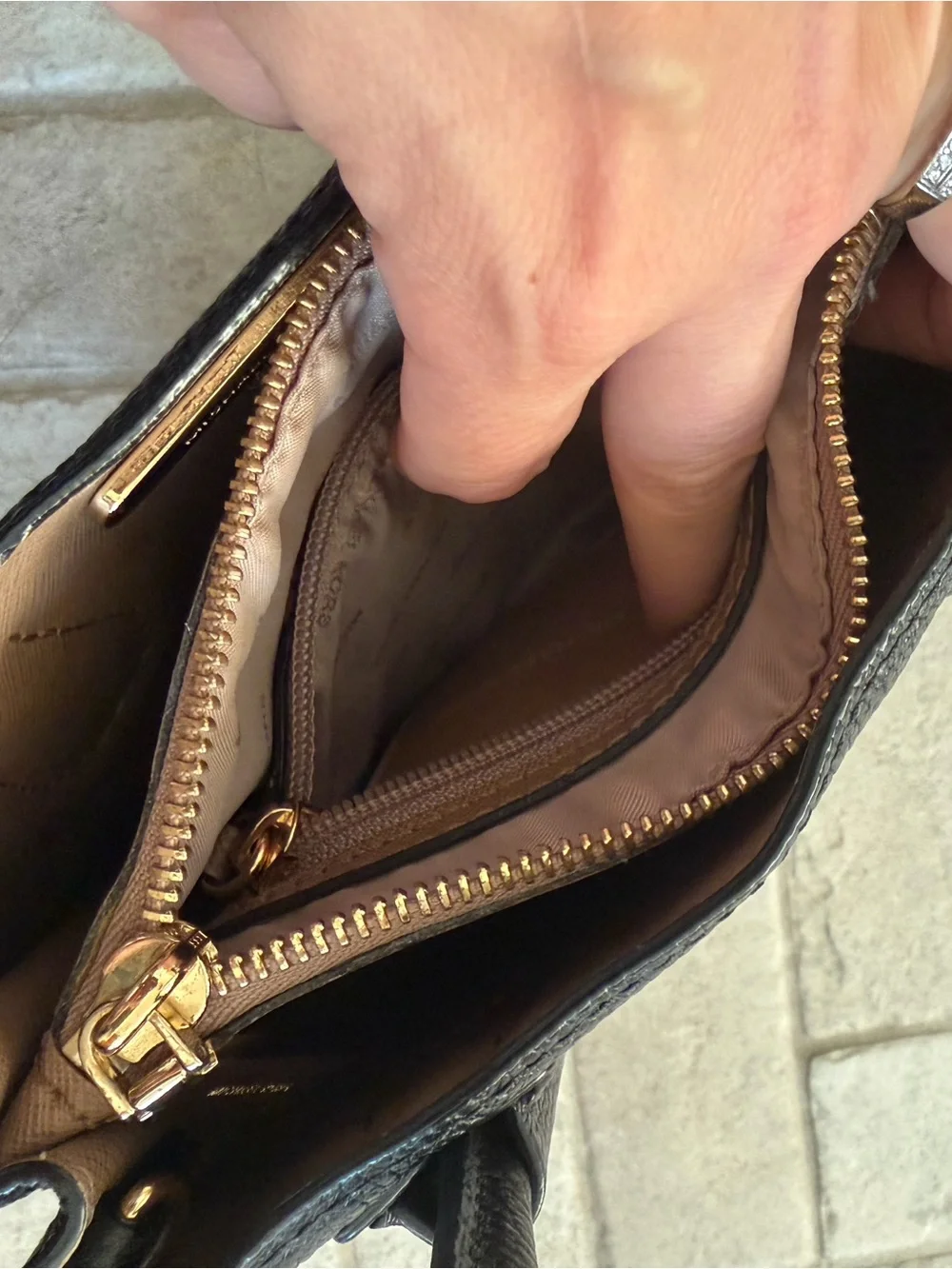 Michael Kors Black Mini Leather Satchel Handbag Gold Hardware
